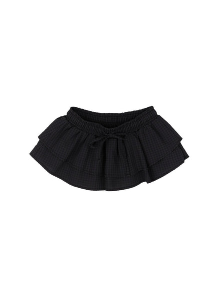 ruffle-layered-mini-skirt-cu502 / Black