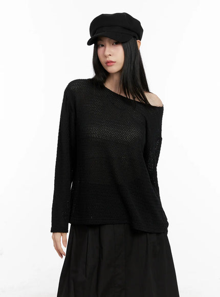 oversized-off-shoulder-knit-sweater-cg526 / Black