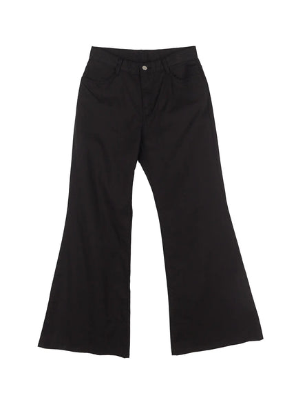 beige-loose-flared-pants / Black