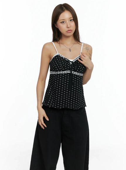 polka-dot-ribbon-sleeveless-top-cs505 / Black