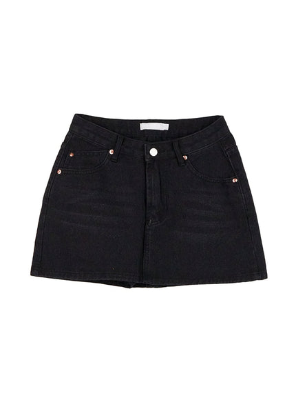 low-waist-denim-mini-skirt-cd426 / Black