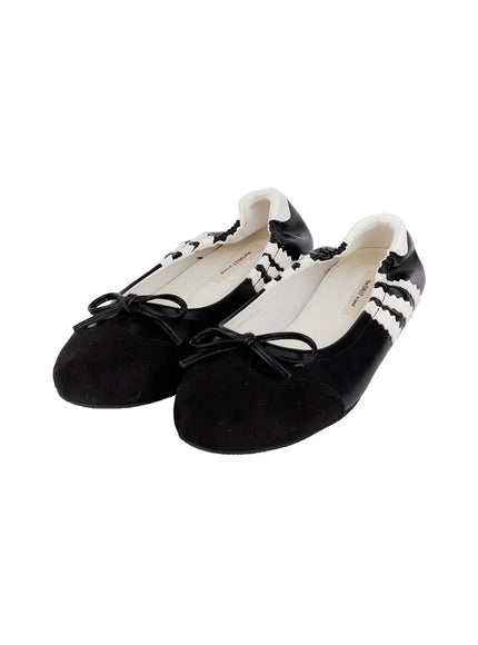 shimmer-ribbon-ballet-flats-cn521 / Black