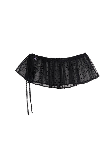 polka-dot-mesh-wrap-skirt-cf518 / Black