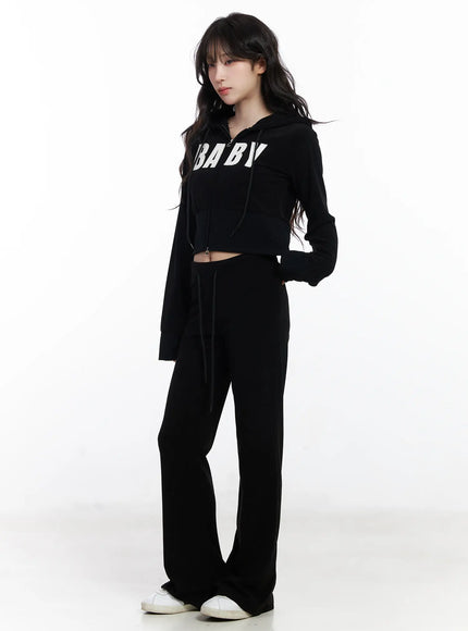 velour-bootcut-track-pants-cj526 / Black