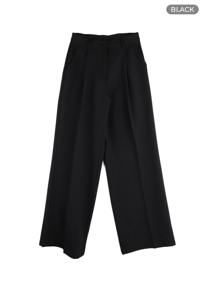 basic-wide-trousers-om408 / Black