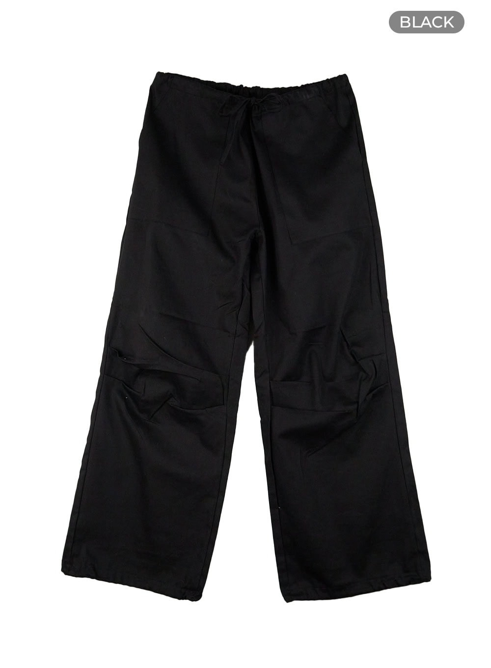 string-pocket-low-rise-wide-leg-pants-cg412 / Black