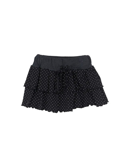 polka-dot-tiered-mini-skirt-cl509 / Black