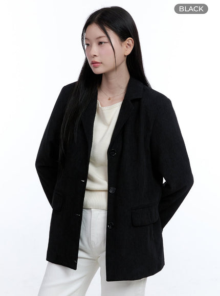 corduroy-collared-blazer-oo429 / Black