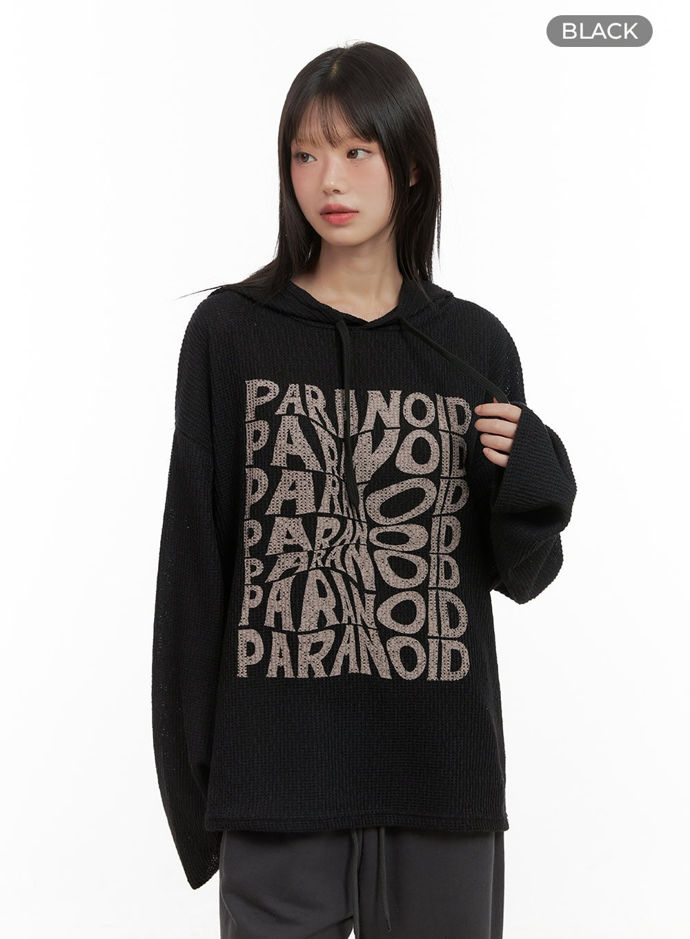 knit-lettering-hoodie-cg427 / Black
