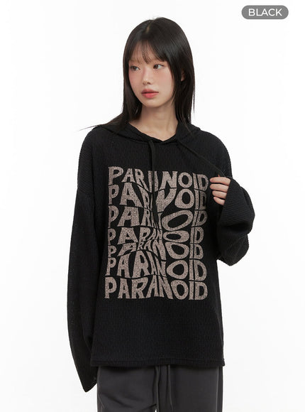 knit-lettering-hoodie-cg427 / Black