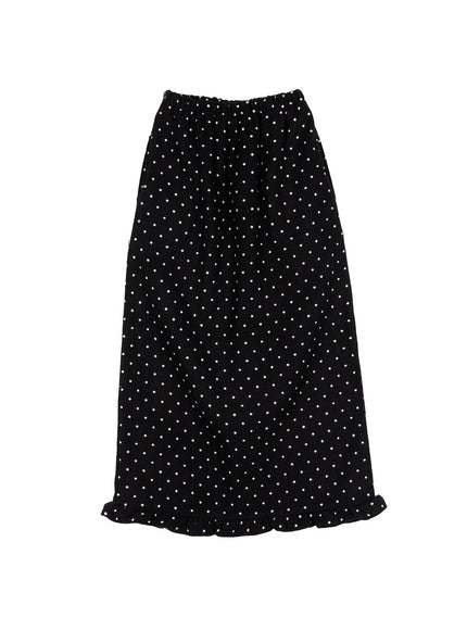 polka-dot-frill-maxi-skirt-cd529 / Black