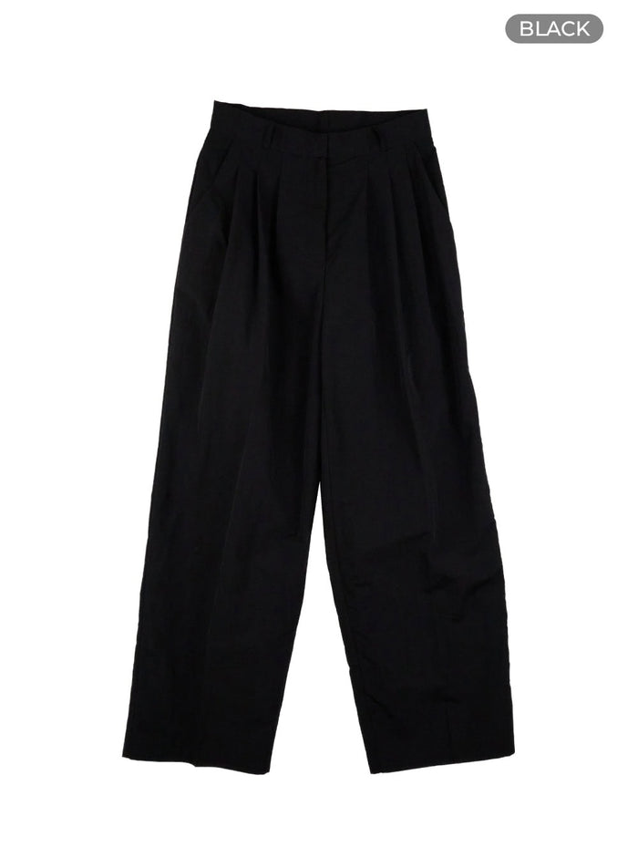 summer-pintuck-wide-leg-pants-oy424 / Black
