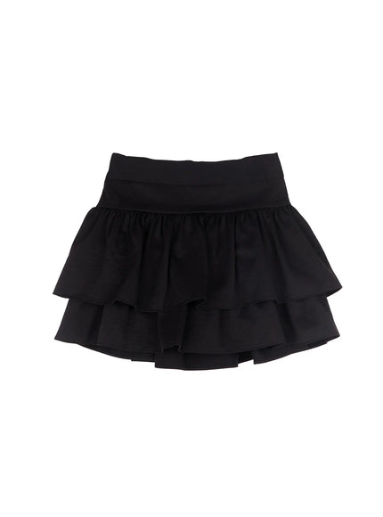 chic-ruffled-layered-mini-skirt-cj526 / Black