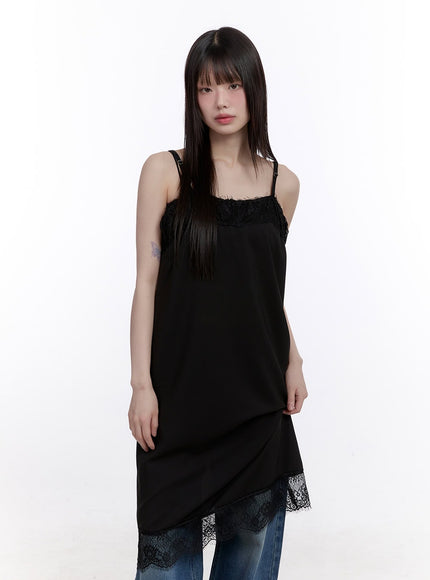 Sheer Lace-Trim Camisole Dress CF512