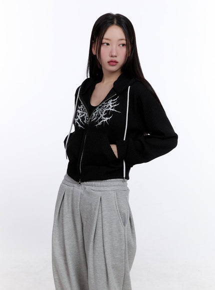 Casual Graphic Zip-Up Hooded Jacket CJ509