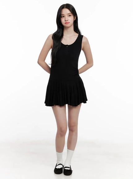 sleeveless-ruffle-mini-dress-cl515 / Black