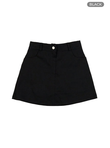 solid-cotton-mini-skirt-og409 / Black