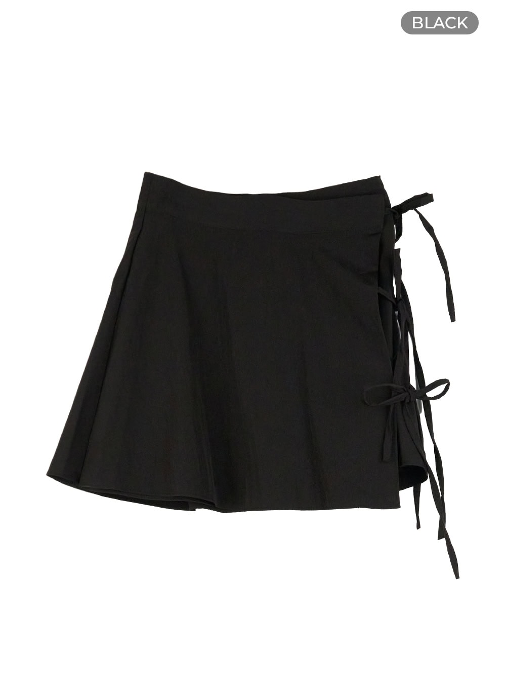 tie-flare-mini-skirt-ou428 / Black