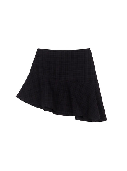 Asymmetric Plaid Mini Skirt CS501