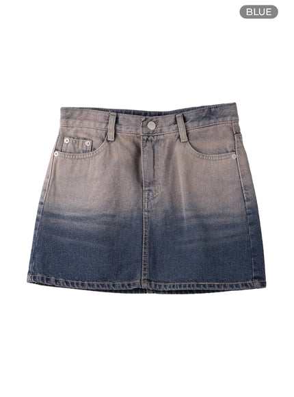 ombre-washed-denim-mini-skirt-cf416 / Blue