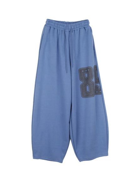 wide-leg-graphic-sweatpants-cf518 / Blue