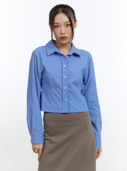 cotton-pintuck-crop-shirt-cn401 / Blue