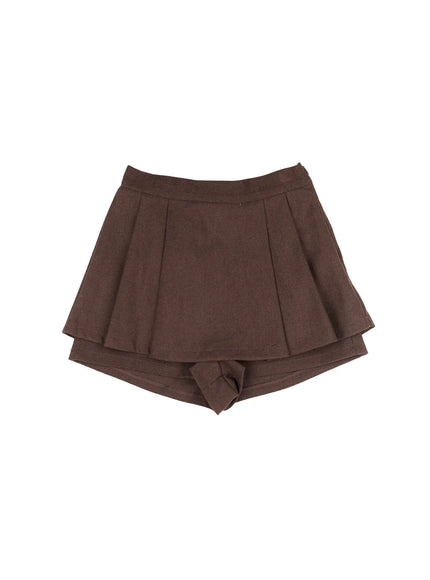 trendy-pleated-mini-skort-cn505 / Brown