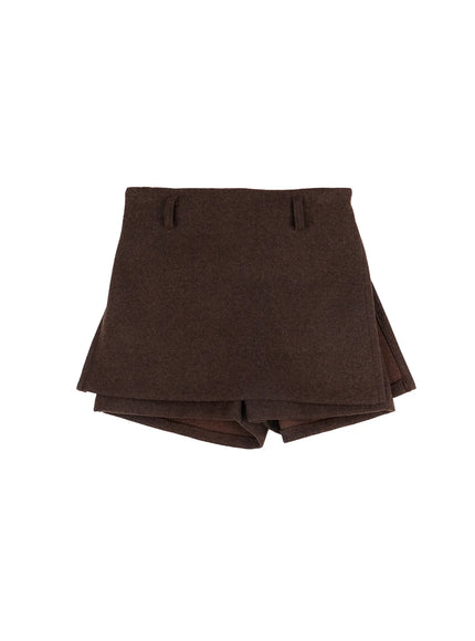 elegant-wool-mini-skort-cj506 / Brown