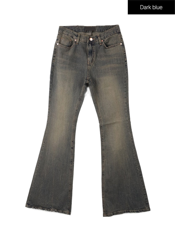 slim-washed-flared-jeans-cf416 / Dark blue