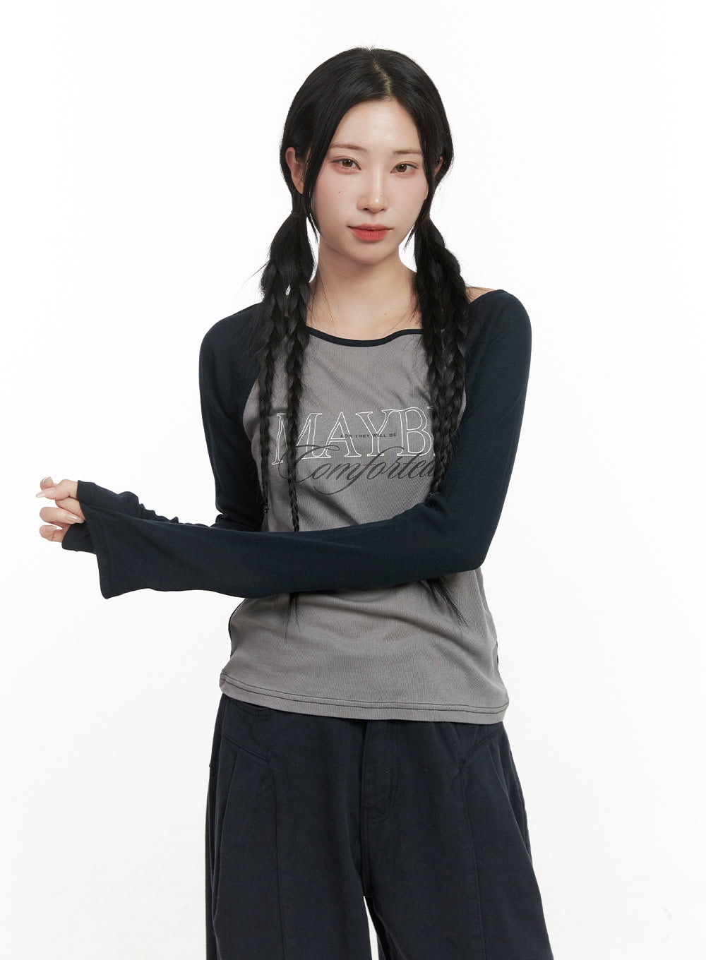 graphic-lettering-raglan-top-cd404 / Dark blue