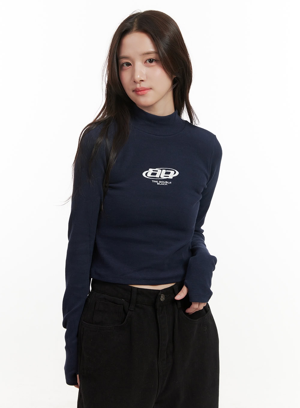 chic-graphic-crop-turtleneck-on429 / Dark blue