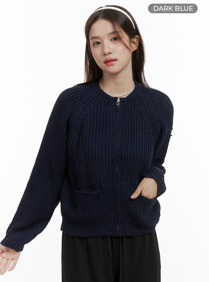 warm-knit-zip-up-cardigan-os416 / Dark blue