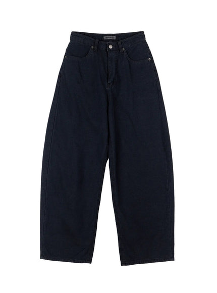 cozy-wide-leg-cotton-trousers-cn521 / Dark blue