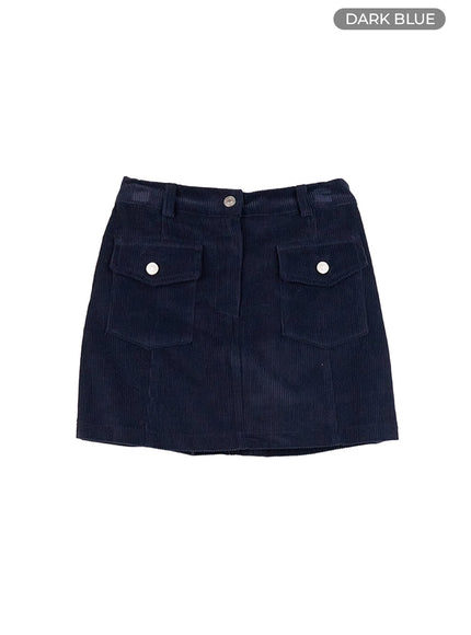 pocketed-corduroy-mini-skirt-co415 / Dark blue
