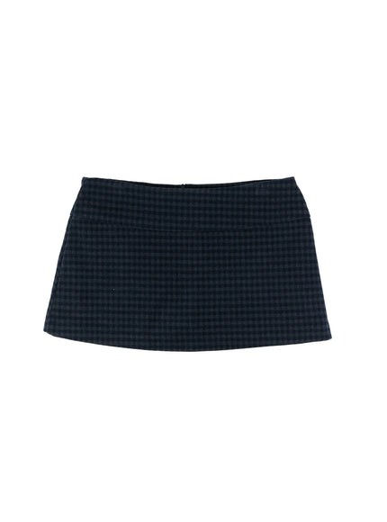 low-rise-plaid-mini-skirt-cd509 / Dark blue