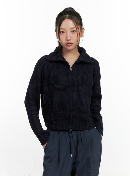 two-way-zip-knit-sweater-cn412 / Dark blue