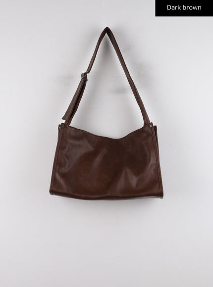 square-faux-leather-shoulder-bag-cd318 / Dark brown