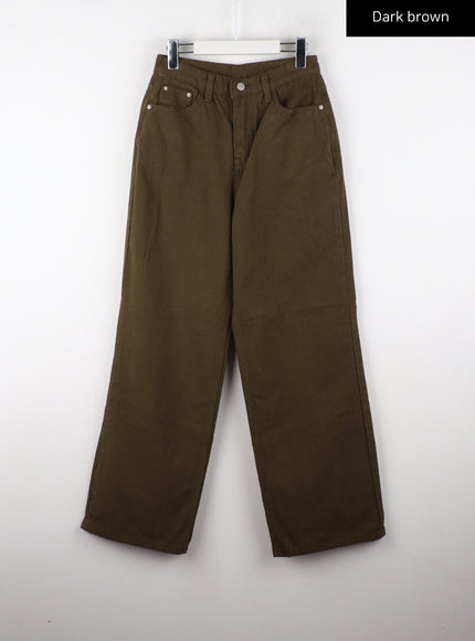 mid-waist-wide-leg-cotton-pants-cd319 / Dark brown