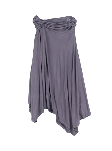 asymmetric-frill-midi-skirt-cl518 / Dark gray