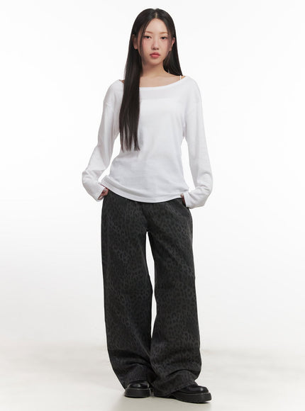 Leopard Wide-Fit Cotton Pants CF525