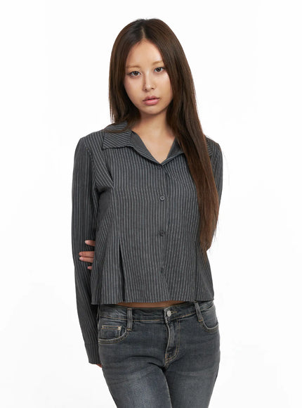 striped-long-sleeve-shirt-co513 / Dark gray