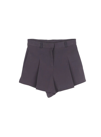 pleated-high-waist-shorts-cl515 / Dark gray