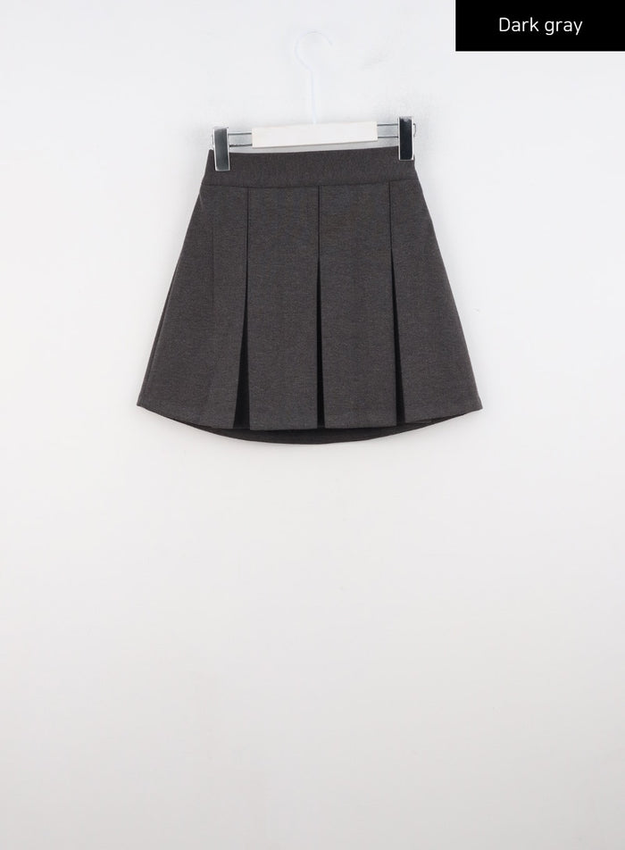 basic-pleated-mini-skirt-cn321 / Dark gray