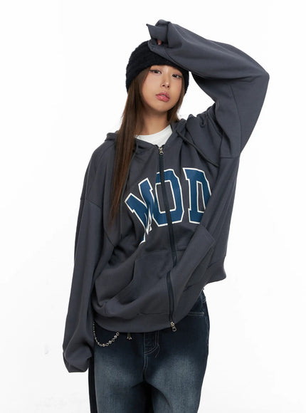comfort-fit-graphic-hoodie-zip-up-cs522 / Dark gray
