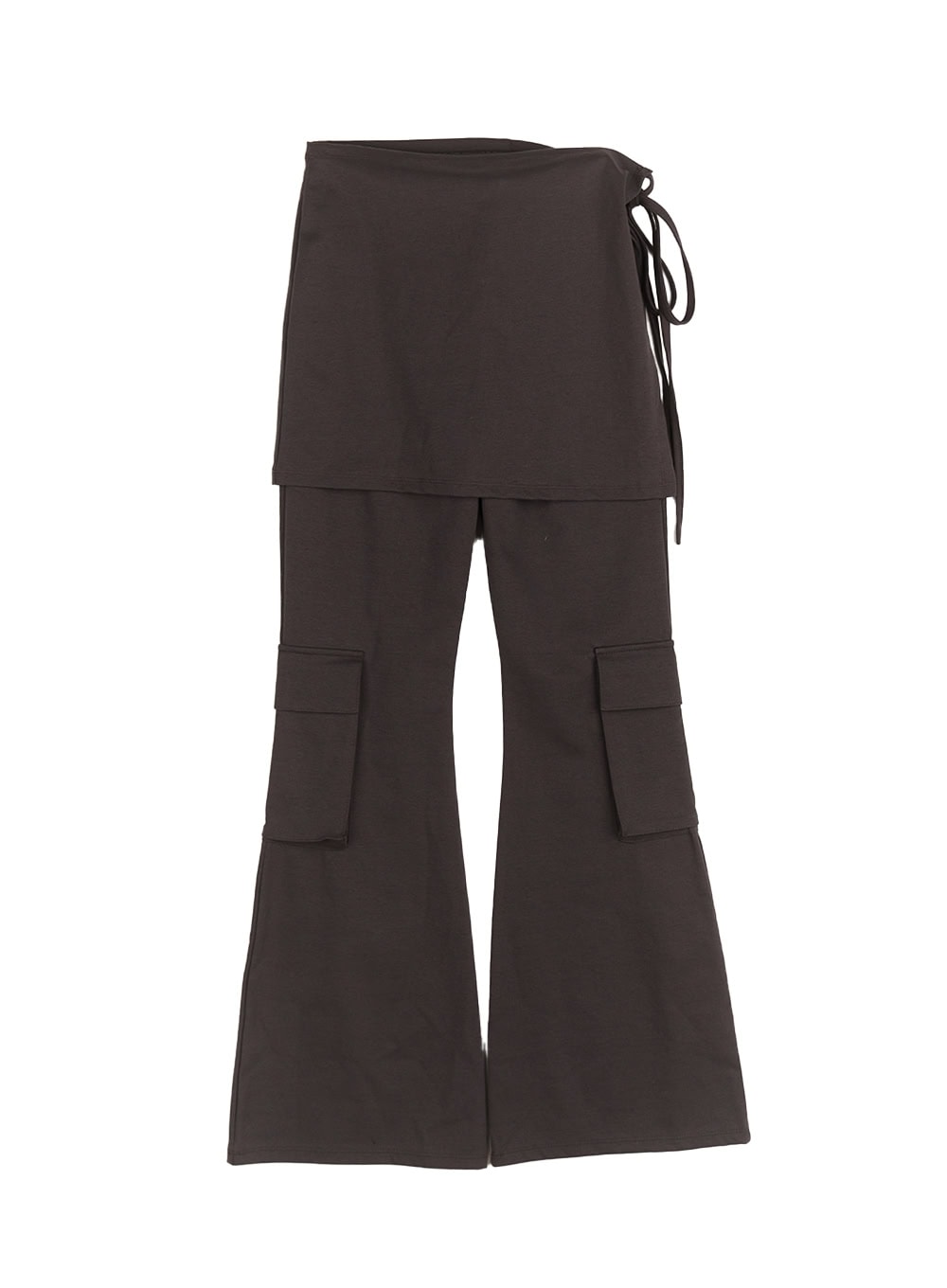 slim-fit-flared-pants-wrap-skirt-set-cm520 / Dark gray