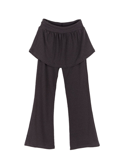 flared-comfy-pants-with-attached-skirt-cf512 / Dark gray