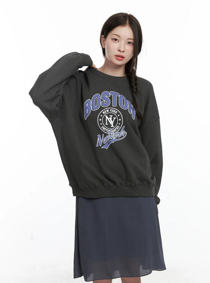 lettering-oversized-sweatshirt-co503 / Dark gray