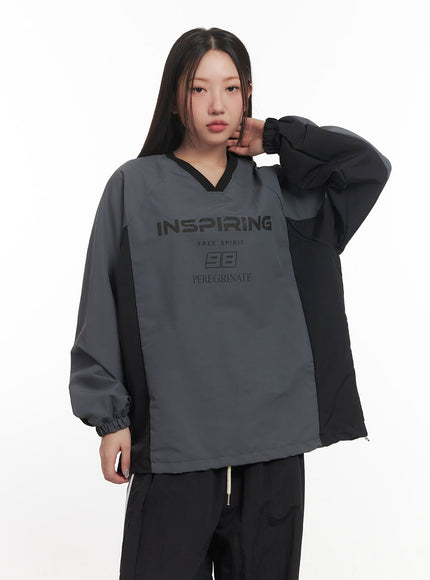 V-Neck Lettered Windbreaker CF524