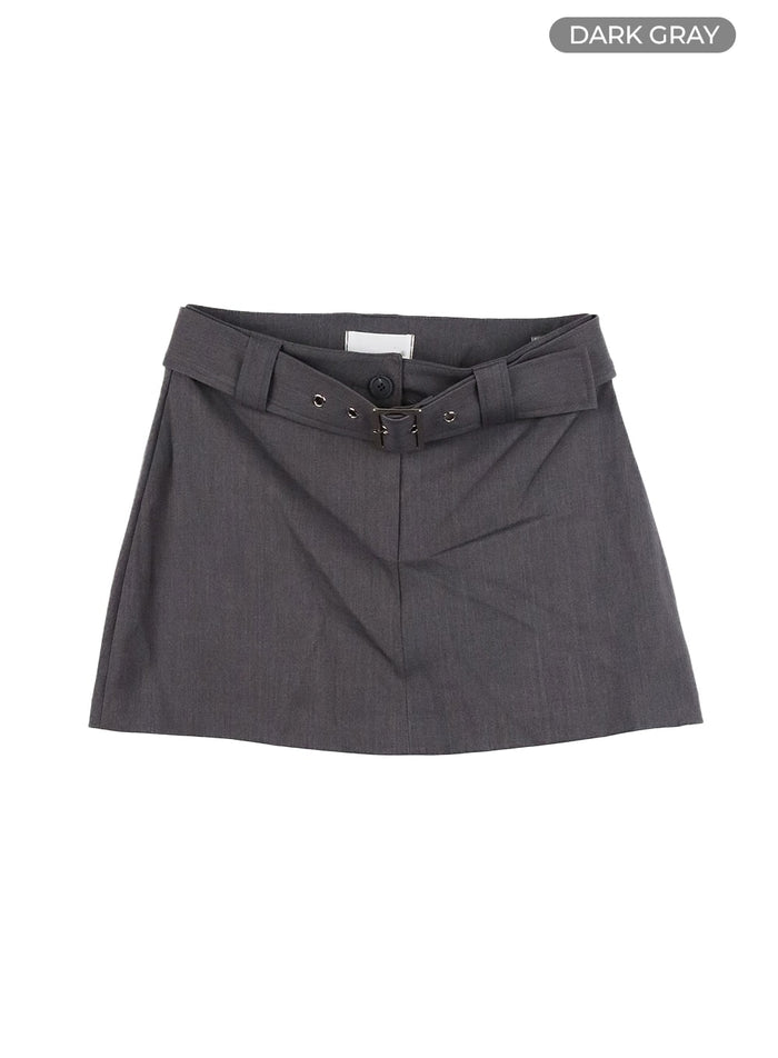 buckle-chic-cotton-mini-skirt-cm427 / Dark gray