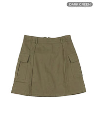 solid-cargo-mini-skirt-om420 / Dark green